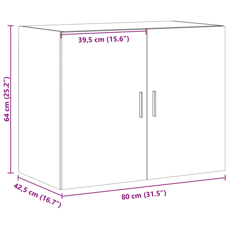 vidaXL fekete szerelt fa faliszekrény 80 x 42,5 x 64 cm