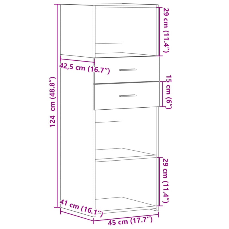 vidaXL betonszürke szerelt fa magasszekrény 45 x 42,5 x 124 cm