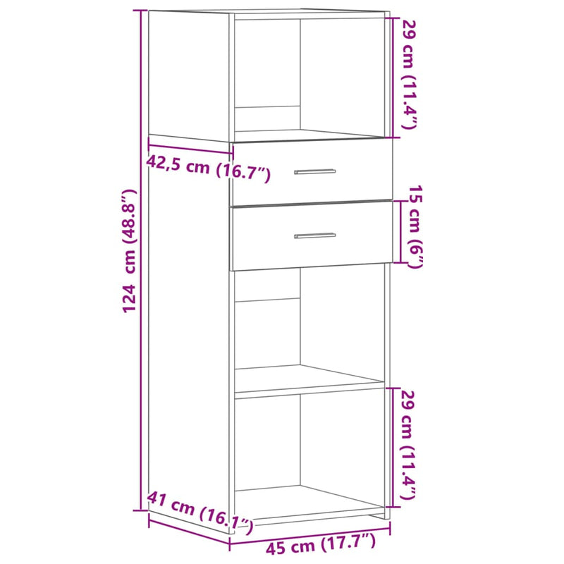 vidaXL szürke sonoma szerelt fa magasszekrény 45 x 42,5 x 124 cm