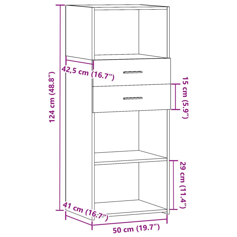 vidaXL fekete szerelt fa magasszekrény 50 x 42,5 x 124 cm