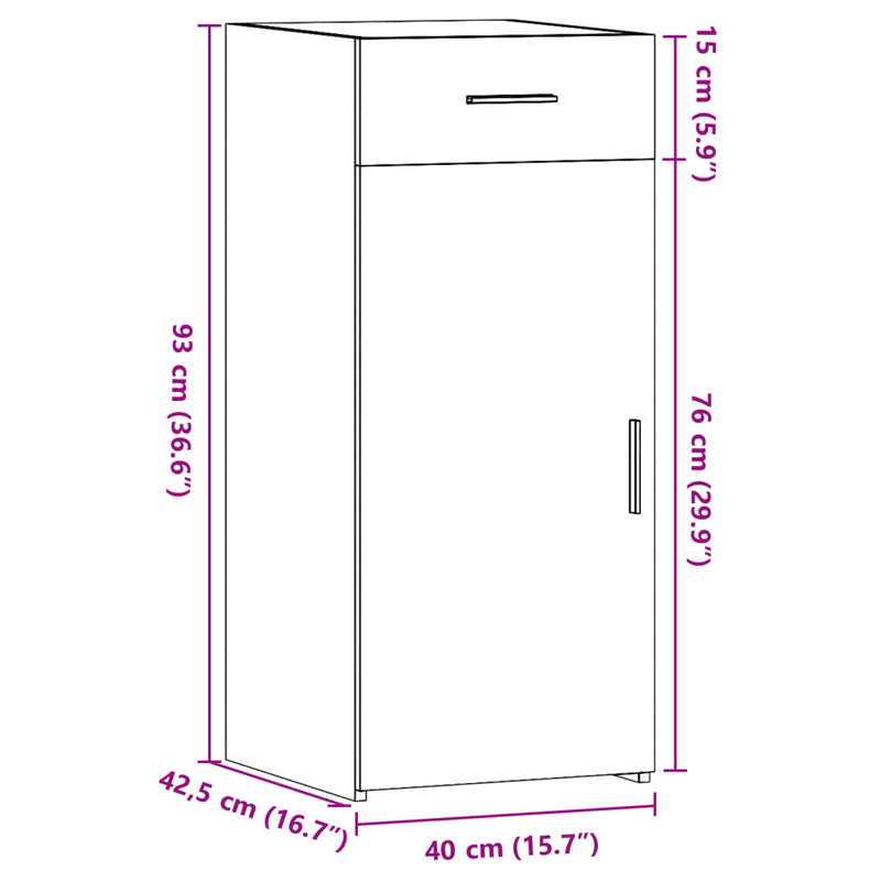 vidaXL betonszürke szerelt fa tálalószekrény 40 x 42,5 x 93 cm