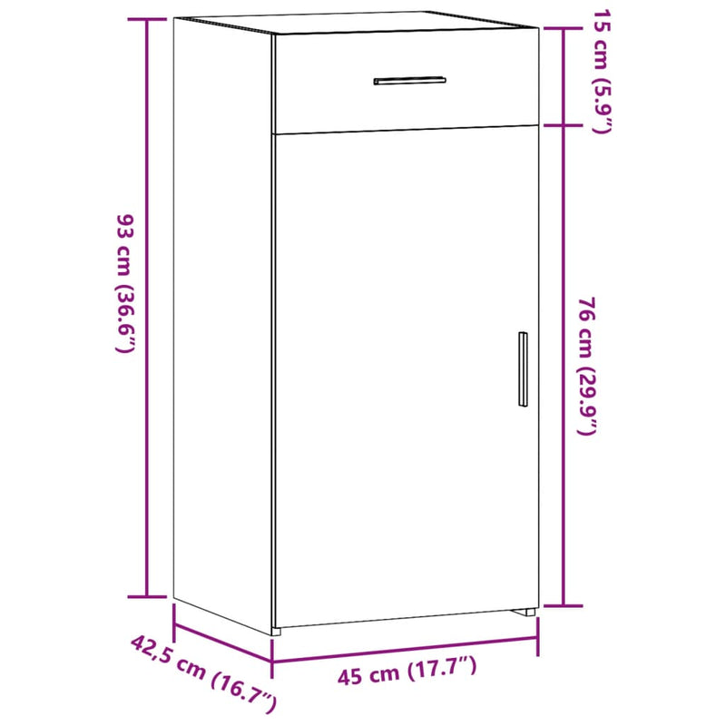 vidaXL betonszürke szerelt fa tálalószekrény 45 x 42,5 x 93 cm