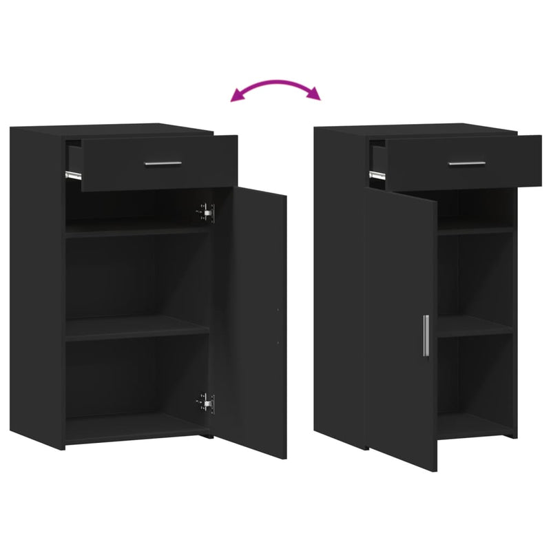 vidaXL fekete szerelt fa tálalószekrény 50 x 42,5 x 93 cm