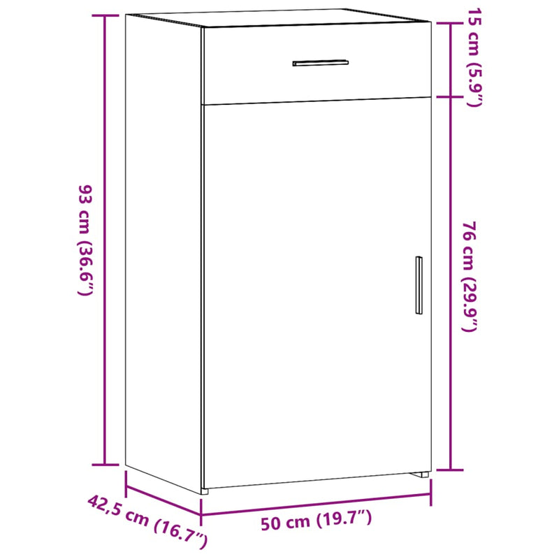 vidaXL betonszürke szerelt fa tálalószekrény 50 x 42,5 x 93 cm