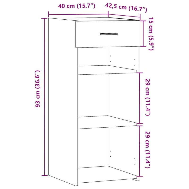 vidaXL betonszürke szerelt fa tálalószekrény 40 x 42,5 x 93 cm