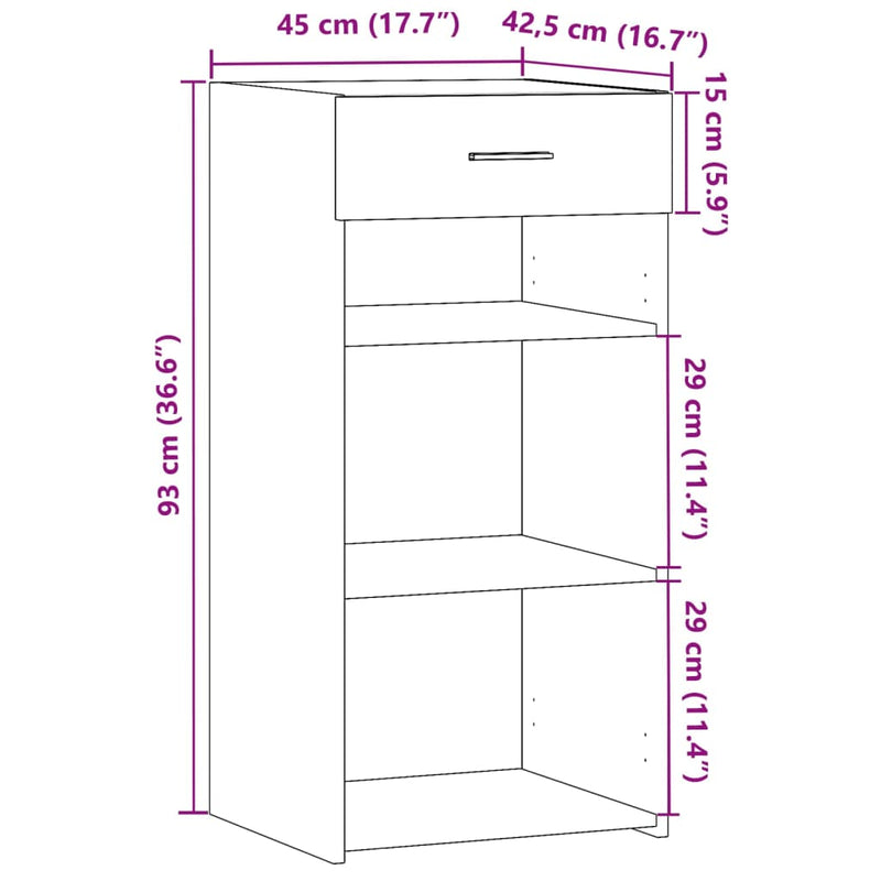 vidaXL betonszürke szerelt fa tálalószekrény 45 x 42,5 x 93 cm