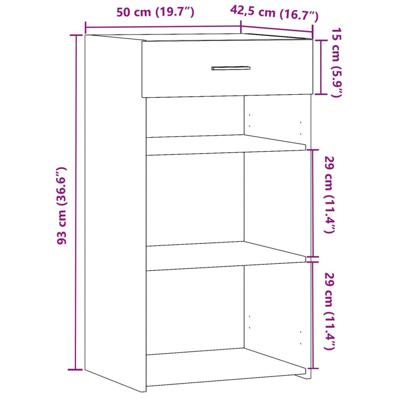 vidaXL fekete szerelt fa tálalószekrény 50 x 42,5 x 93 cm