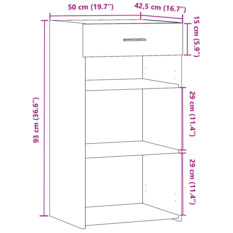 vidaXL betonszürke szerelt fa tálalószekrény 50 x 42,5 x 93 cm