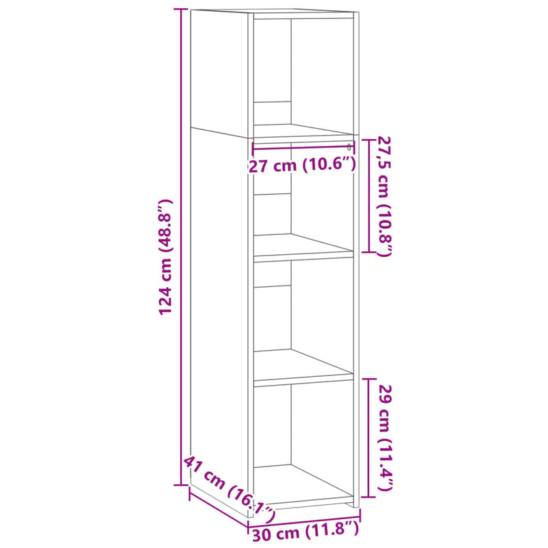 vidaXL betonszürke szerelt fa magasszekrény 30 x 41 x 124 cm