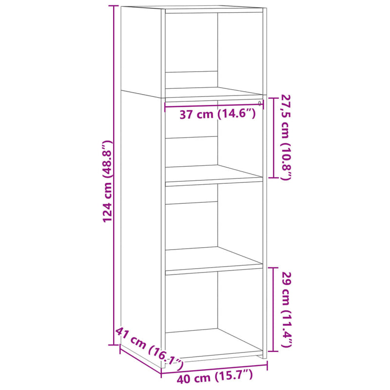 vidaXL betonszürke szerelt fa magasszekrény 40 x 41 x 124 cm