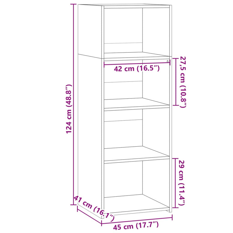 vidaXL betonszürke szerelt fa magasszekrény 45 x 41 x 124 cm