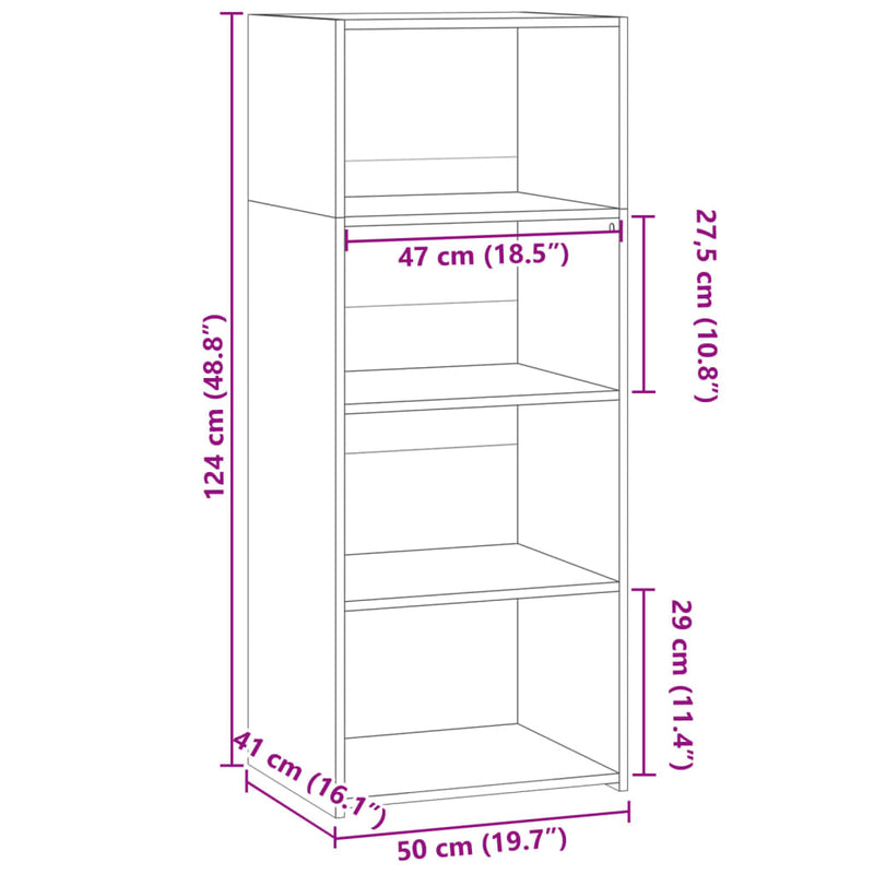 vidaXL fekete szerelt fa magasszekrény 50 x 41 x 124 cm