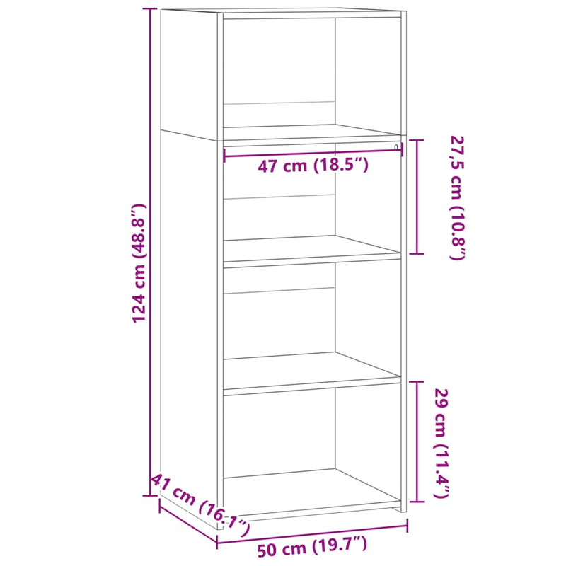 vidaXL betonszürke szerelt fa magasszekrény 50 x 41 x 124 cm