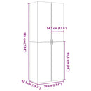 vidaXL szürke sonoma színű szerelt fa magasszekrény 70 x 42,5 x 185 cm