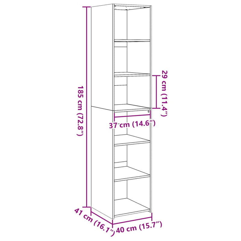 vidaXL betonszürke szerelt fa magasszekrény 40 x 41 x 185 cm