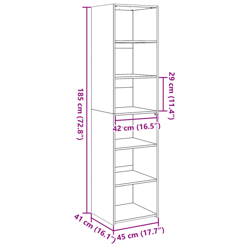 vidaXL fekete szerelt fa magasszekrény 45 x 41 x 185