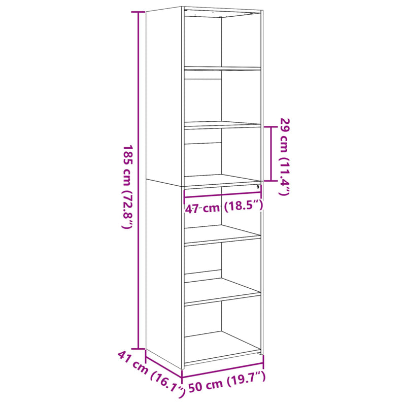 vidaXL fekete szerelt fa magasszekrény 50 x 41 x 185