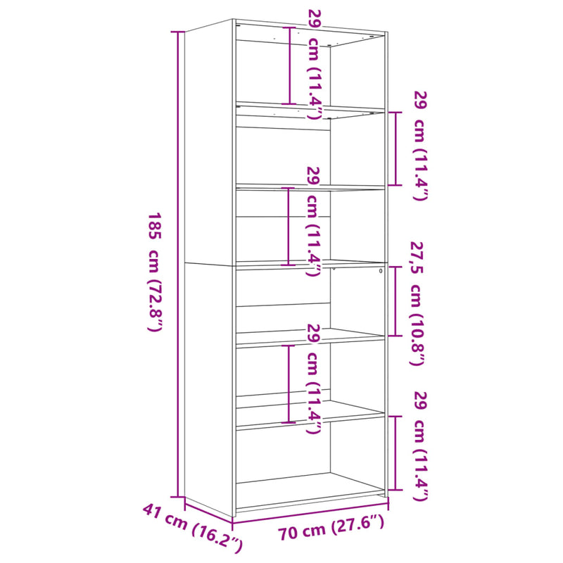 vidaXL betonszürke szerelt fa magasszekrény 70 x 41 x 185 cm