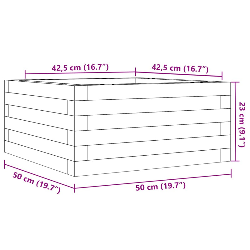 vidaXL impregnált fenyőfa kerti virágláda 50x50x23 cm