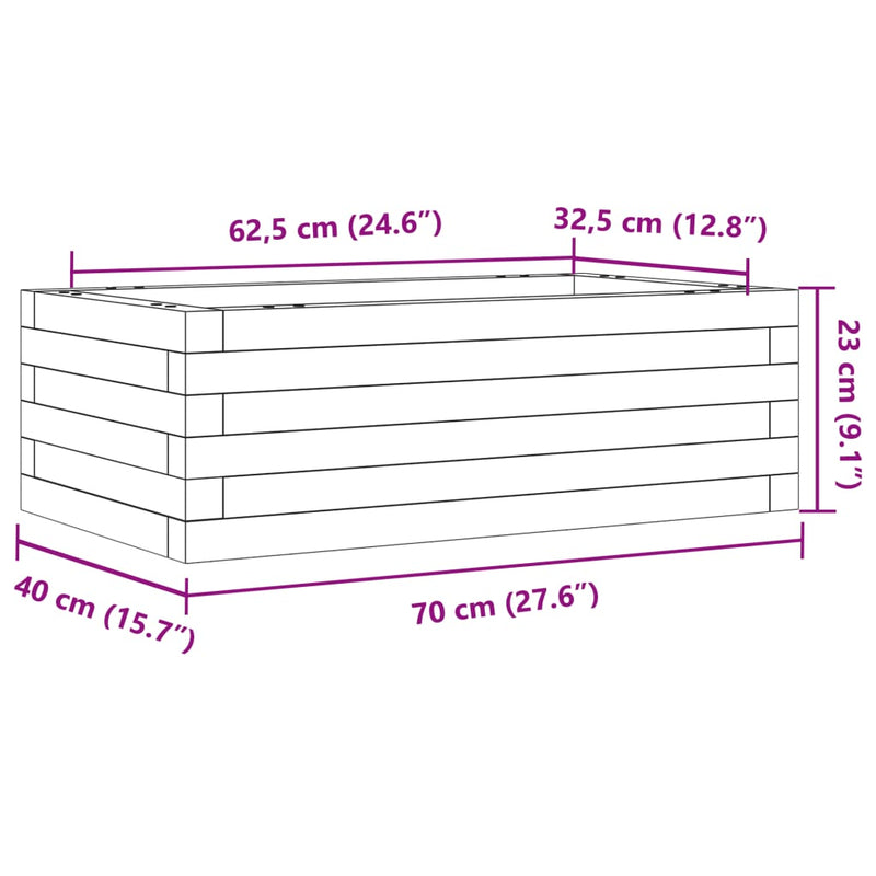 vidaXL viaszbarna tömör fenyőfa kerti virágtartó 70 x 40 x 23 cm