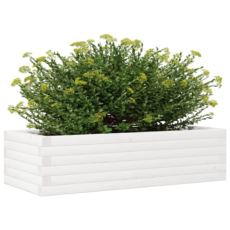 vidaXL fehér tömör fenyőfa kerti virágláda 90 x 40 x 23 cm
