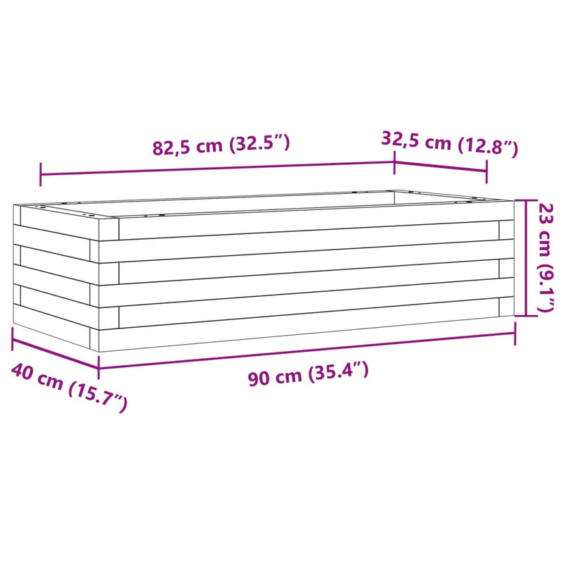 vidaXL viaszbarna tömör fenyőfa kerti virágláda 90 x 40 x 23 cm