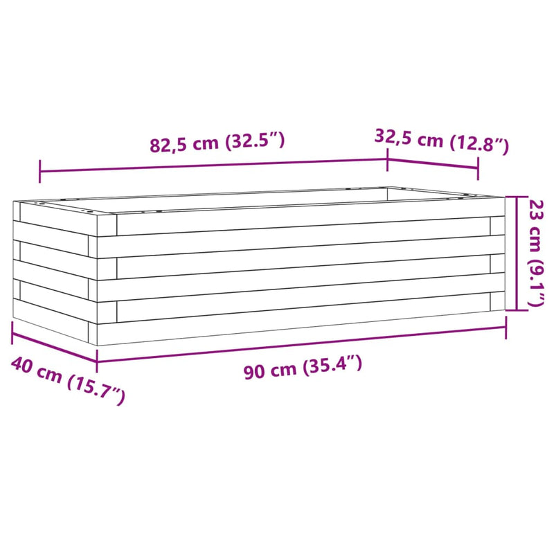 vidaXL impregnált fenyőfa kerti virágláda 90 x 40 x 23 cm