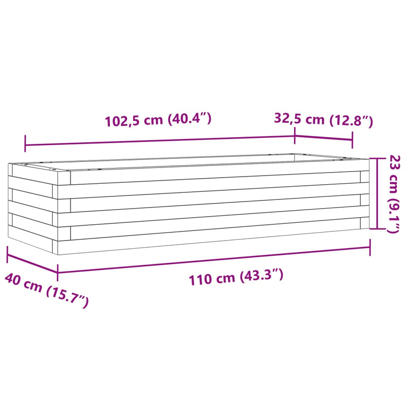 vidaXL viaszbarna tömör fenyőfa kerti virágláda 110x40x23 cm