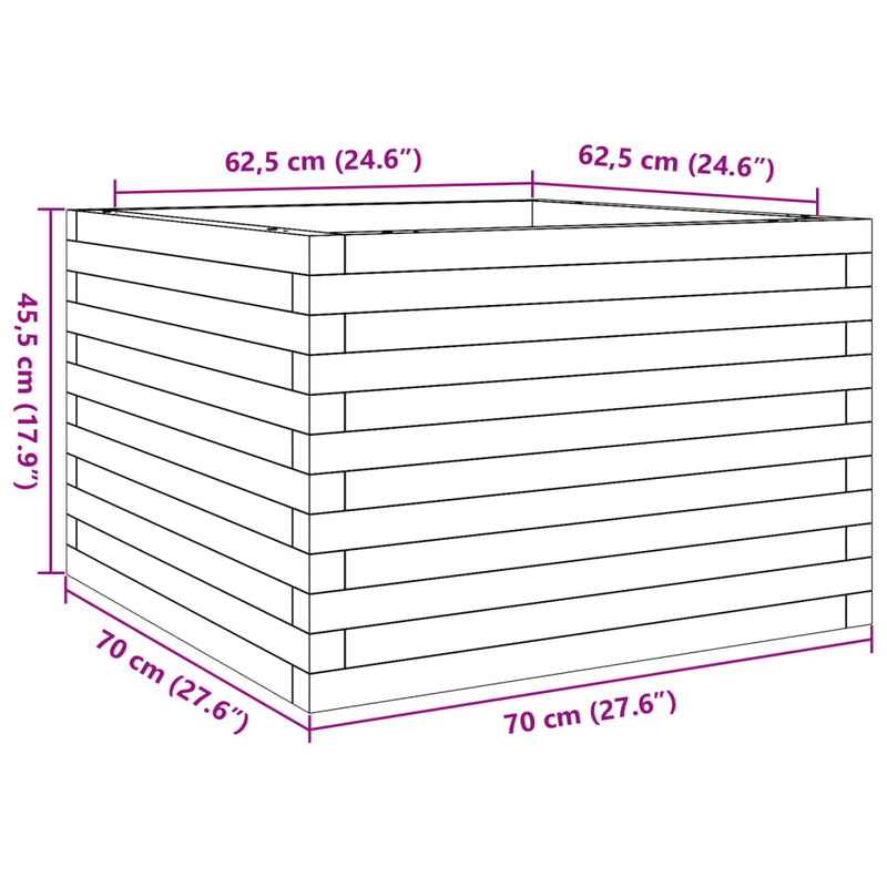 vidaXL viaszbarna tömör fenyőfa kerti virágláda 70x70x45,5 cm