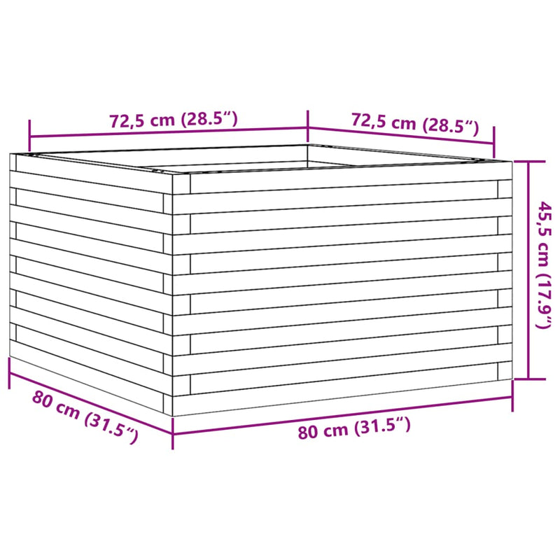 vidaXL viaszbarna tömör fenyőfa kerti virágláda 80x80x45,5 cm