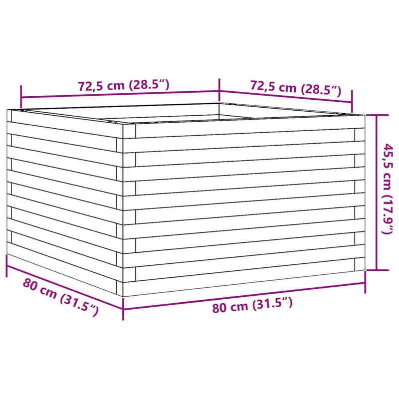 vidaXL impregnált fenyőfa kerti virágláda 80x80x45,5 cm