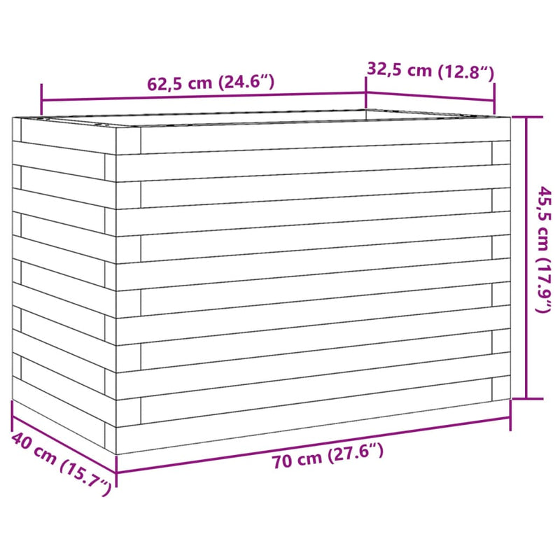 vidaXL viaszbarna tömör fenyőfa kerti virágtartó 70 x 40 x 45,5 cm