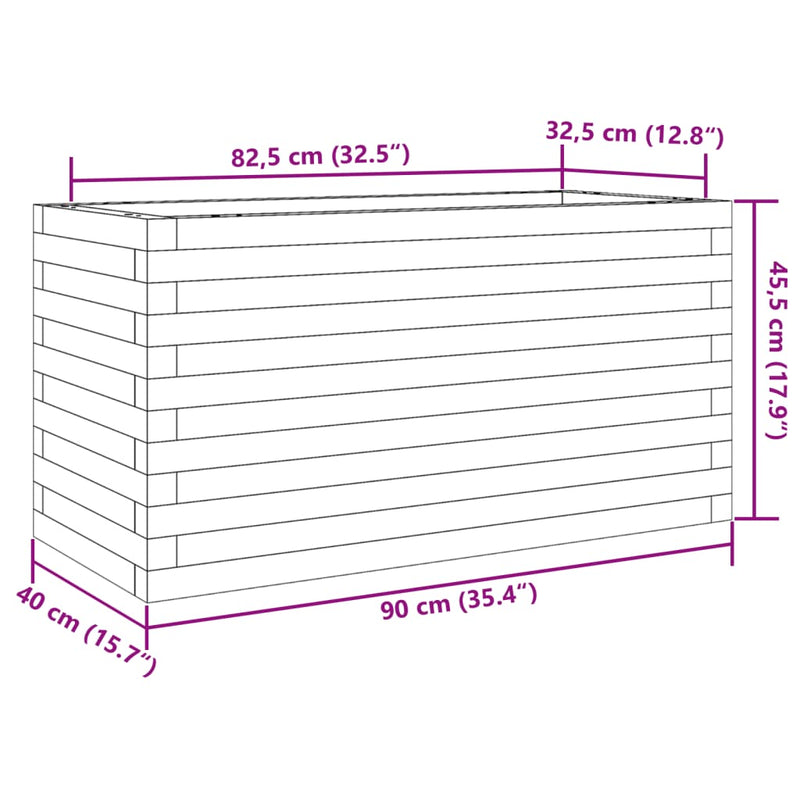 vidaXL fehér tömör fenyőfa kerti virágtartó 90 x 40 x 45,5 cm