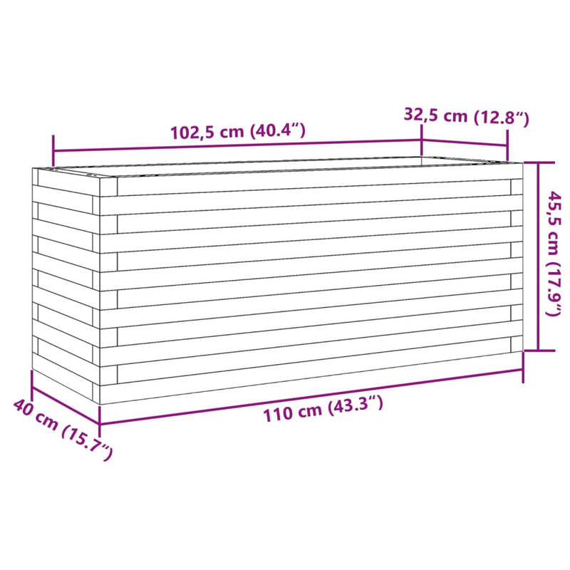 vidaXL tömör fenyő kerti virágláda 110 x 40 x 45,5 cm