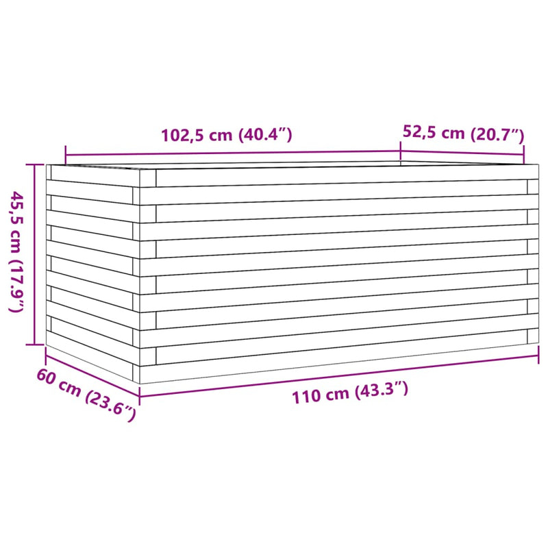 vidaXL viaszbarna tömör fenyőfa kerti virágláda 110 x 60 x 45,5 cm