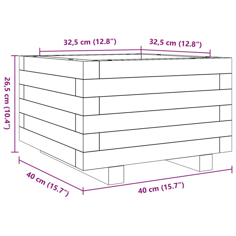 vidaXL impregnált fenyőfa kerti virágláda 40x40x26,5 cm