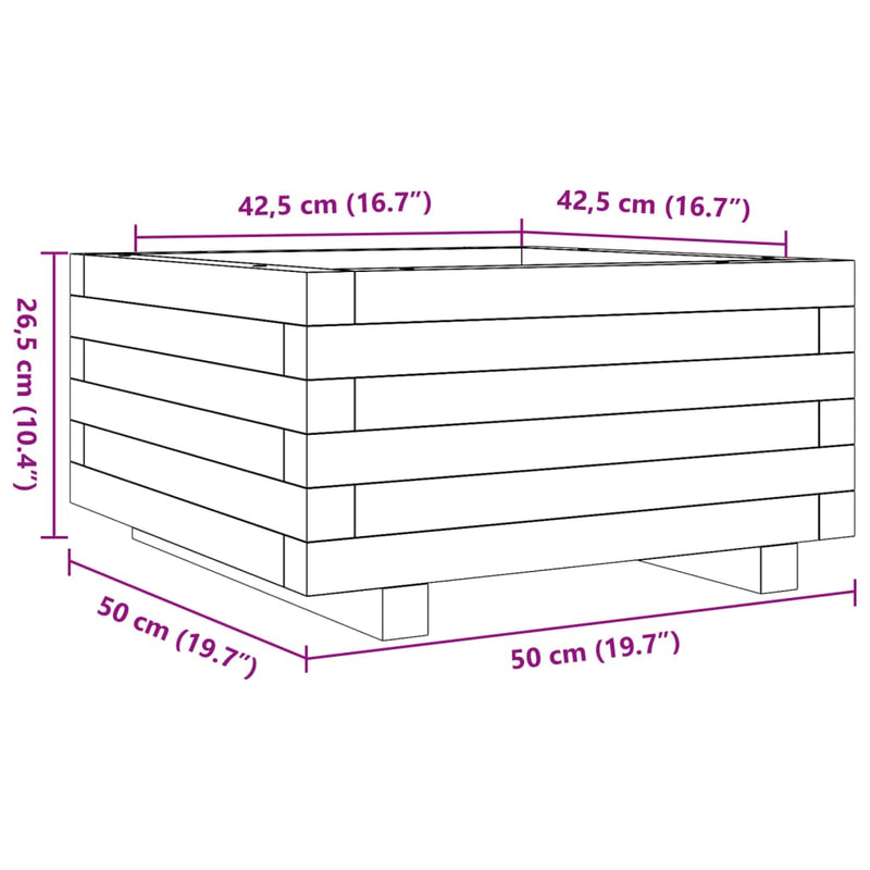 vidaXL viaszbarna tömör fenyőfa kerti virágláda 50x50x26,5 cm