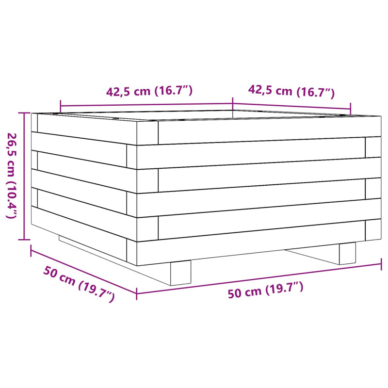 vidaXL impregnált fenyőfa kerti virágtartó 50 x 50 x 26,5 cm