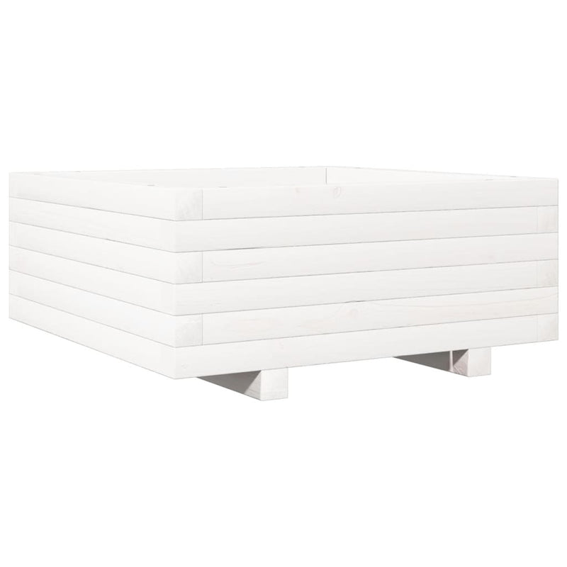 vidaXL fehér tömör fenyőfa kerti virágláda 60 x 60 x 26,5 cm