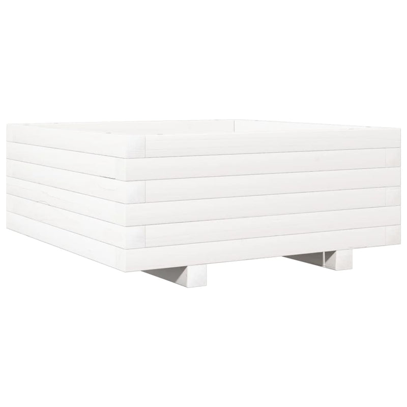 vidaXL fehér tömör fenyőfa kerti virágláda 60 x 60 x 26,5 cm
