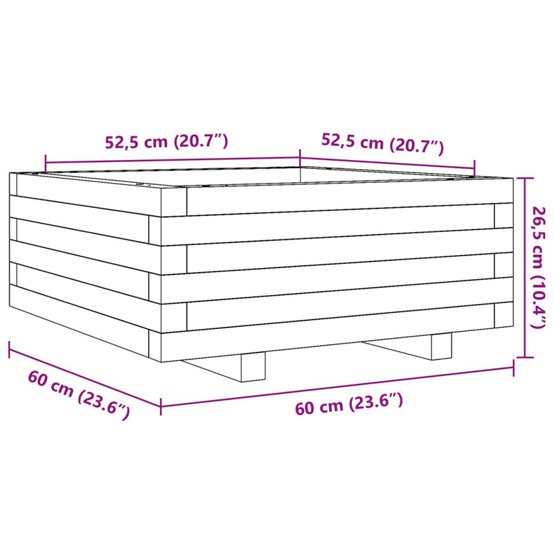 vidaXL impregnált fenyőfa kerti virágláda 60x60x26,5 cm