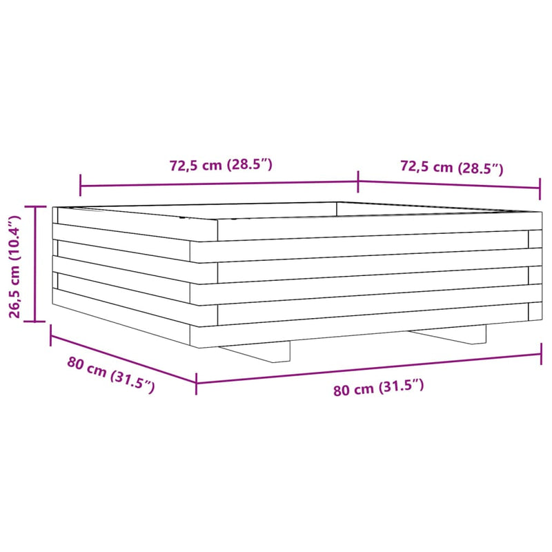 vidaXL impregnált fenyőfa kerti virágláda 80x80x26,5 cm