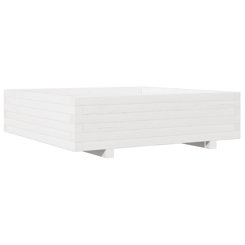 vidaXL fehér tömör fenyőfa kerti virágláda 90x90x26,5 cm
