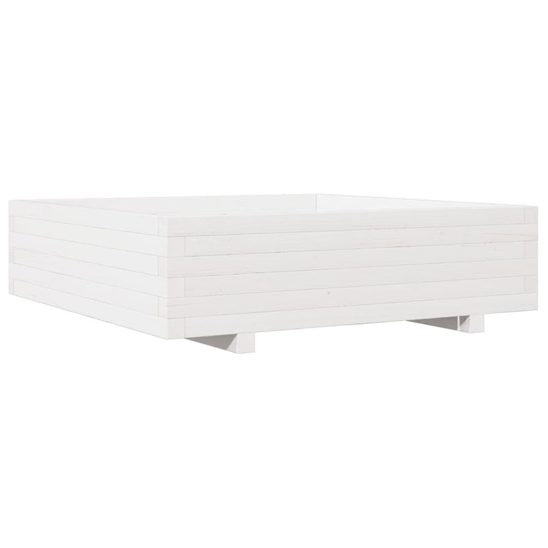 vidaXL fehér tömör fenyőfa kerti virágláda 90x90x26,5 cm
