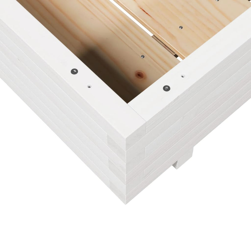 vidaXL fehér tömör fenyőfa kerti virágláda 90x90x26,5 cm