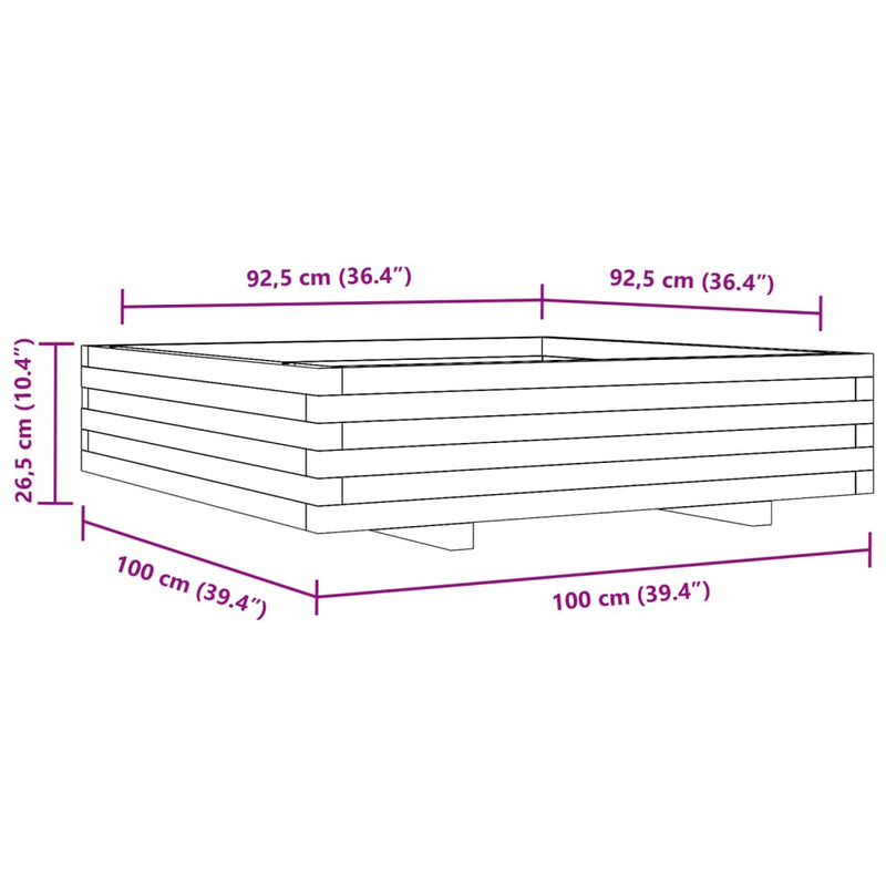 vidaXL impregnált fenyőfa kerti virágtartó 100 x 100 x 26,5 cm