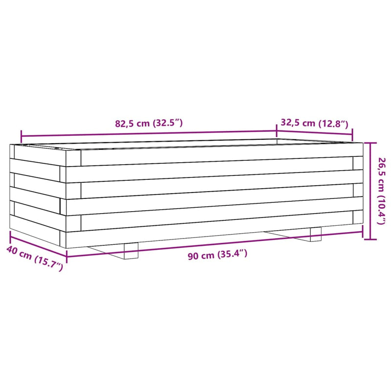 vidaXL viaszbarna tömör fenyőfa kerti virágláda 90 x 90 x 23 cm