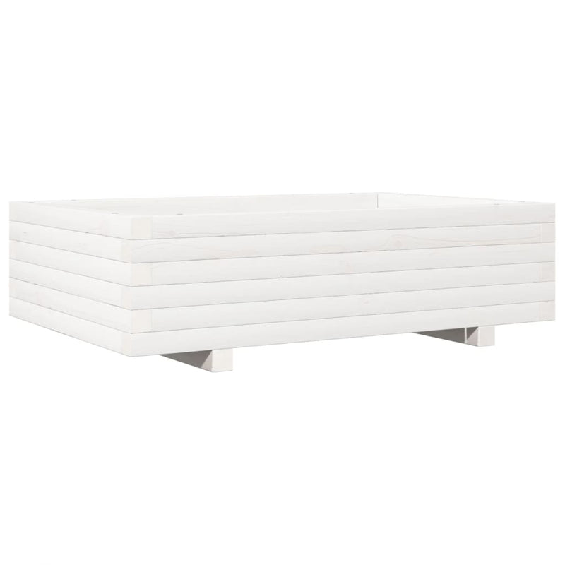 vidaXL fehér tömör fenyőfa kerti virágláda 90x60x26,5 cm