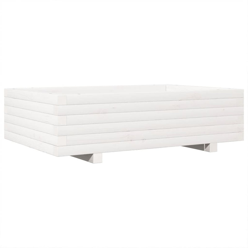 vidaXL fehér tömör fenyőfa kerti virágláda 90x60x26,5 cm
