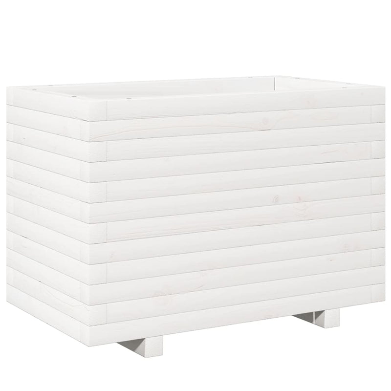 vidaXL fehér tömör fenyőfa virágláda 70 x 40 x 49,5 cm
